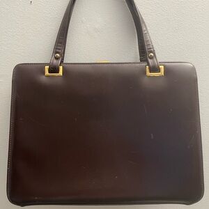 Dobbier Vintage Leather Jackie O Square Pill Box Purse Bag Top Handle  Quality